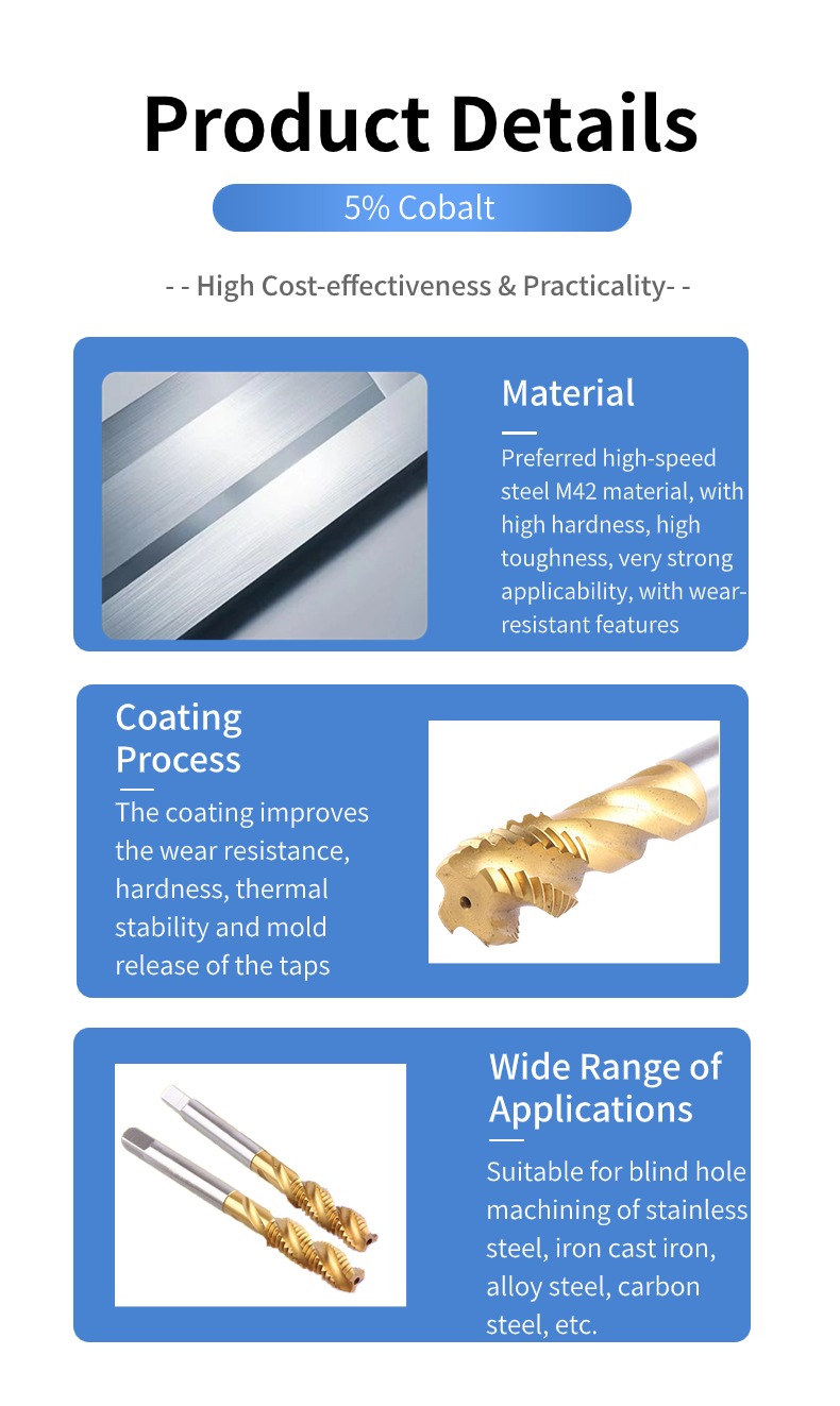 Titanium Coating Spiral Screw Taps M35HSS 6542 detail image 4